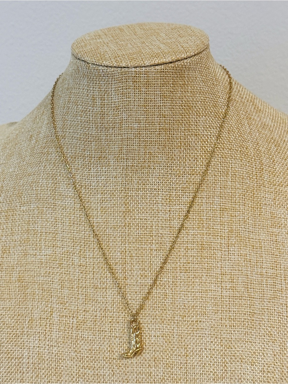 Fashion Jewelry Gold Cowboy Boot Pendant Necklace